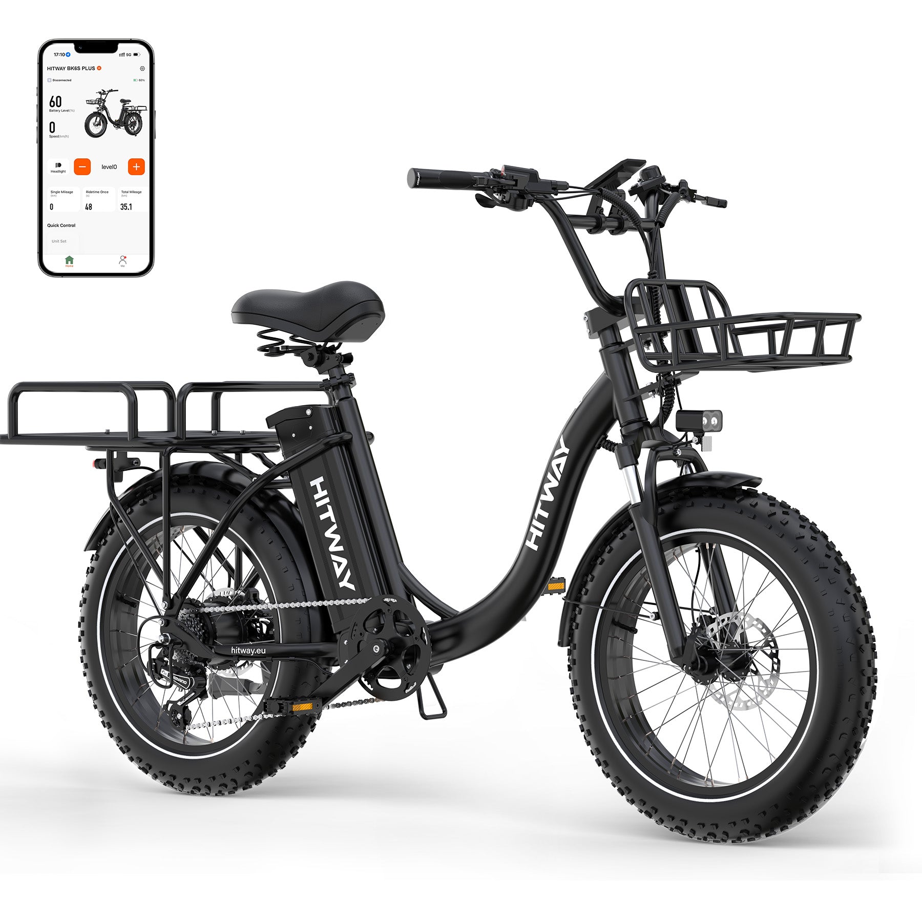 BK6S Plus 1296Wh Lasten-E-Bike mit bis zu 160 km Reichweite, 80 Nm Motor, 20×4.0