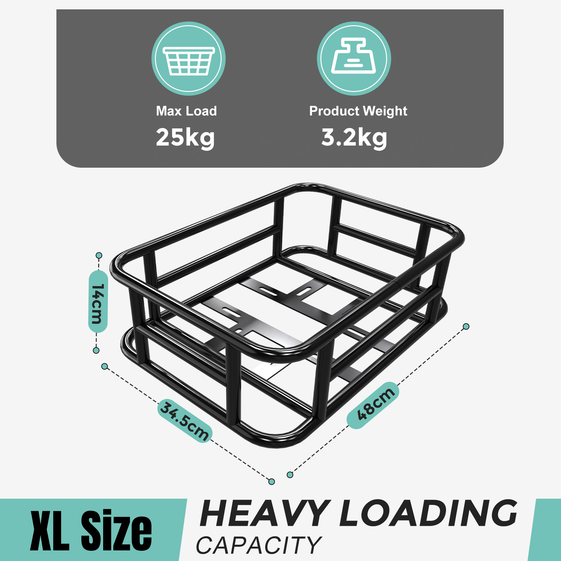 34.54.50 Cestino Bici Posteriore In Rete Nero Speedy Misure