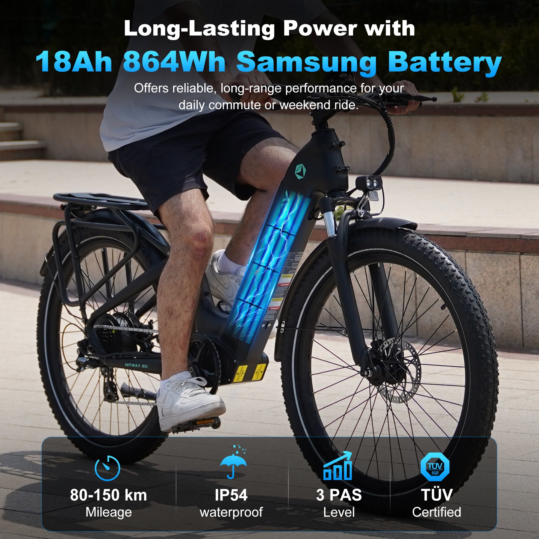 elektrofahrrad samsung HITWAY BK16 City-Elektrofahrrad – 48 V 18 Ah Samsung-Akku, Step-Thru-Rahmen, Pendler-E-Bike mit großer Reichweite – HITWAY EU